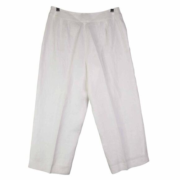 Talbots Pants Irish Linen Women’s Size 10 White Wide Leg Crop Lagenlook New - Picture 3 of 8